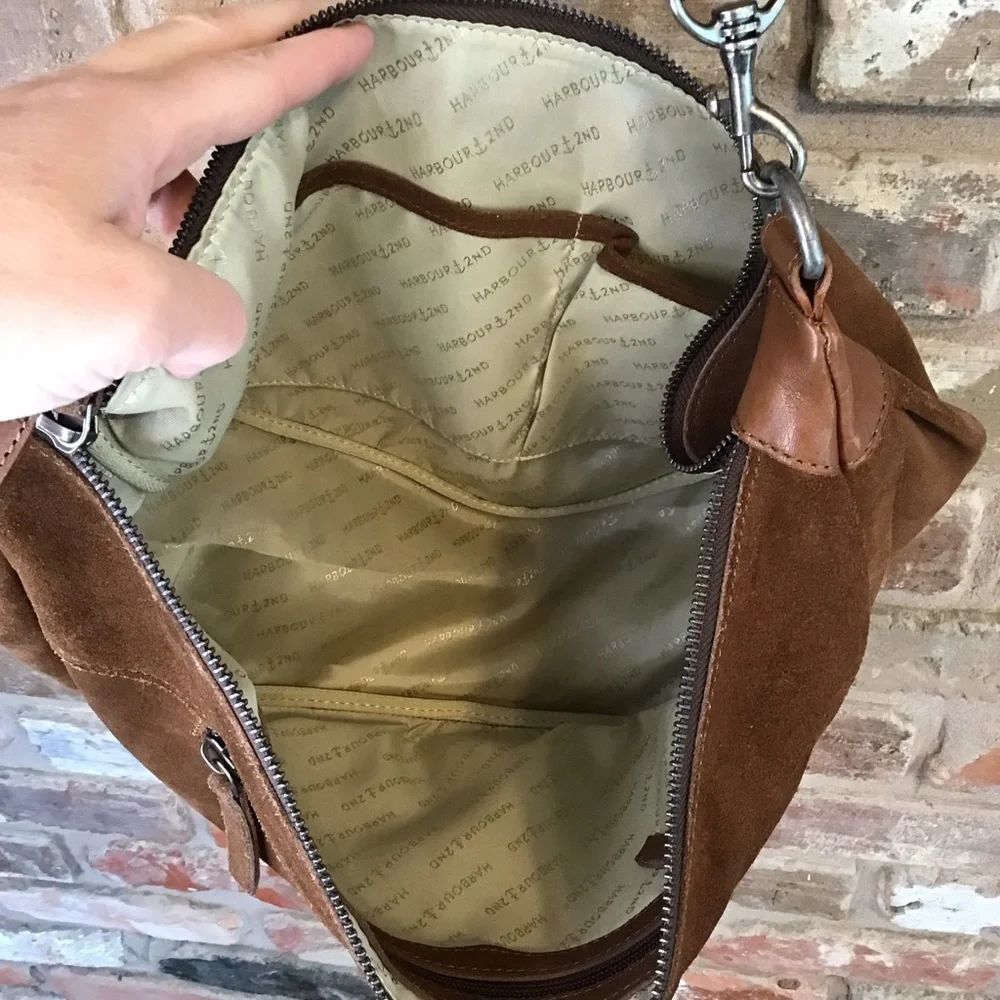 HARBOUR 2ND Women's Brown Suede Leather Moon Crescent Bag